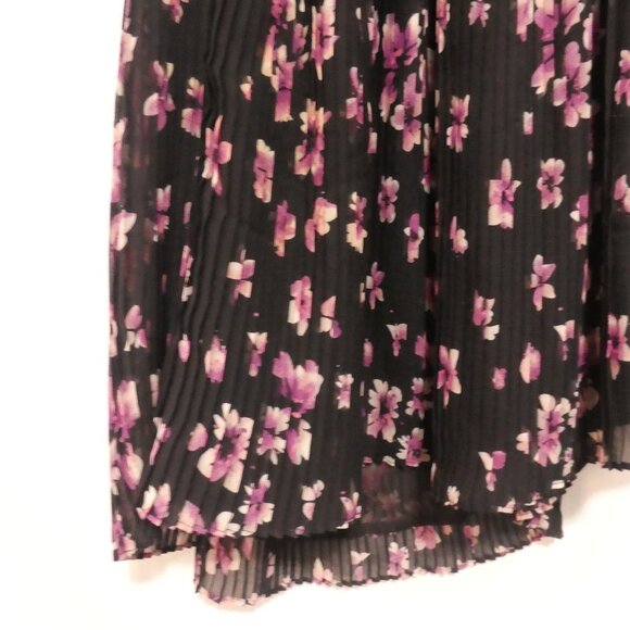 XAI | large | Strapless Fully Lined Sheer Black Floral Dress | Purple Flowers - Picture 13 of 16